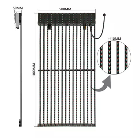P7.8 P10 P15 Transparent Strip Led Mesh Screen Display Panel Outdoor