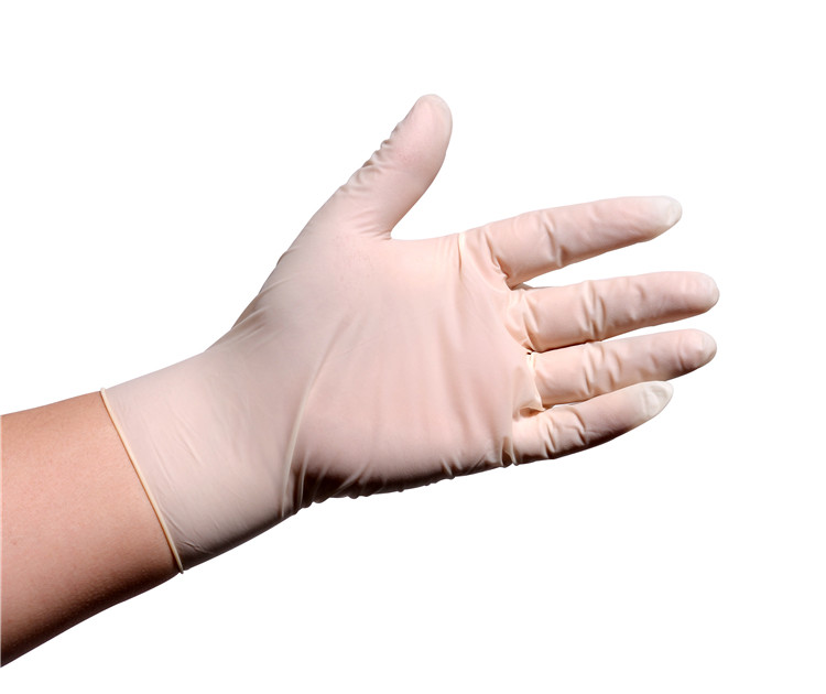 High Strength Medical Latex Gloves Cream Color Powdered / Powder Free