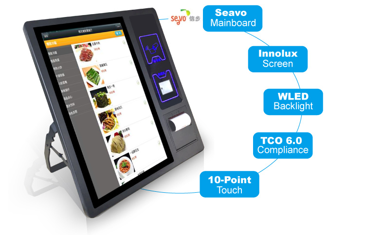 Bimi Fast Food Ordering Machine Self-Service Payment Kiosk with 80mm Thermal Printer