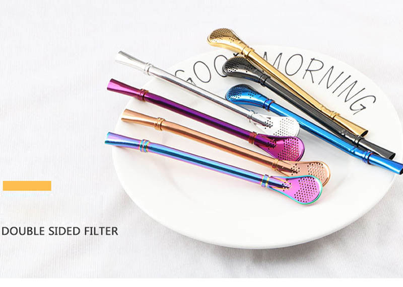 Novelty 304 Stainless Steel Straw / Creative Stainless Steel Coffee Scoop Filter