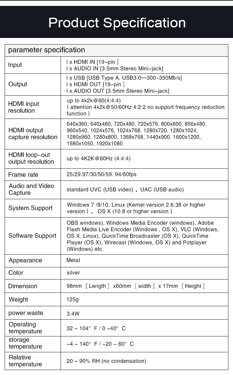 4k Hdm1 Input 1080p60 Output Capture Card With Independent Microphone