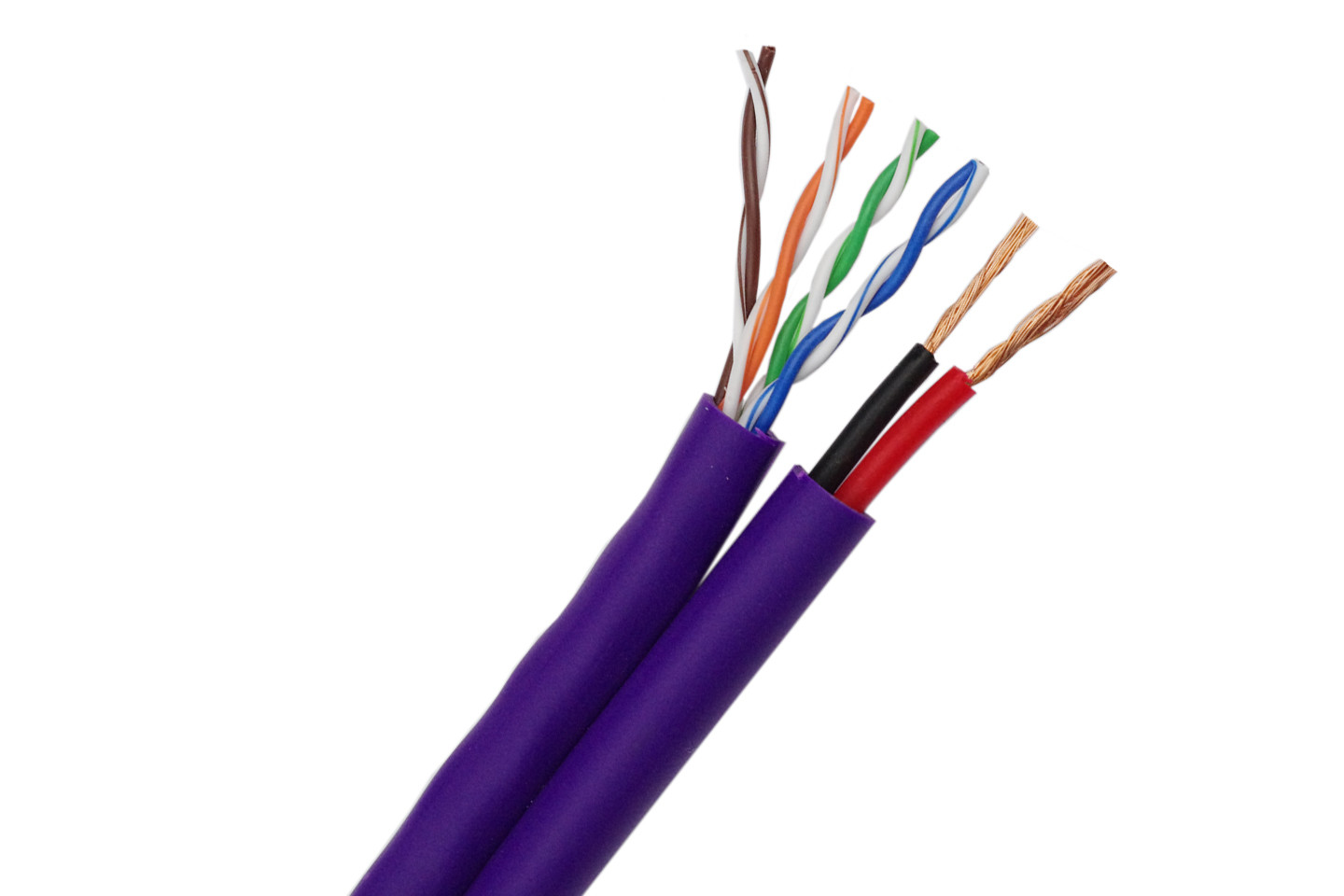 UTP CAT5E 24 AWG Bare Copper with 2 Core Bare Copper Power IP Camera Cable