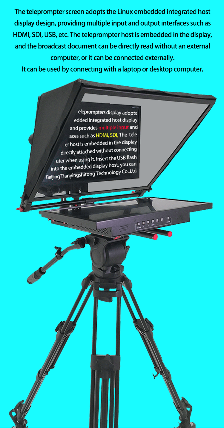 Supported Language 21" Studio Teleprompter for Professional TV Broadcast from TYSTVideo