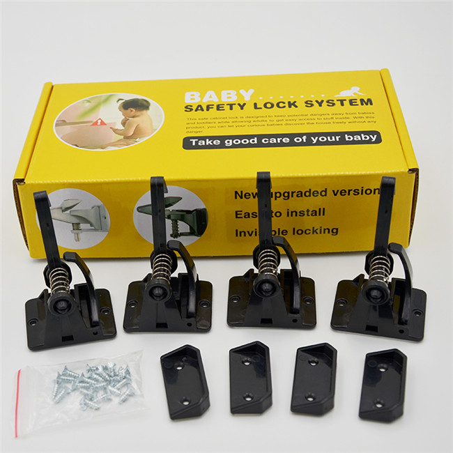 Updated Version Black Baby Safety Drawer Locks , Child Proof Door Locks Durable