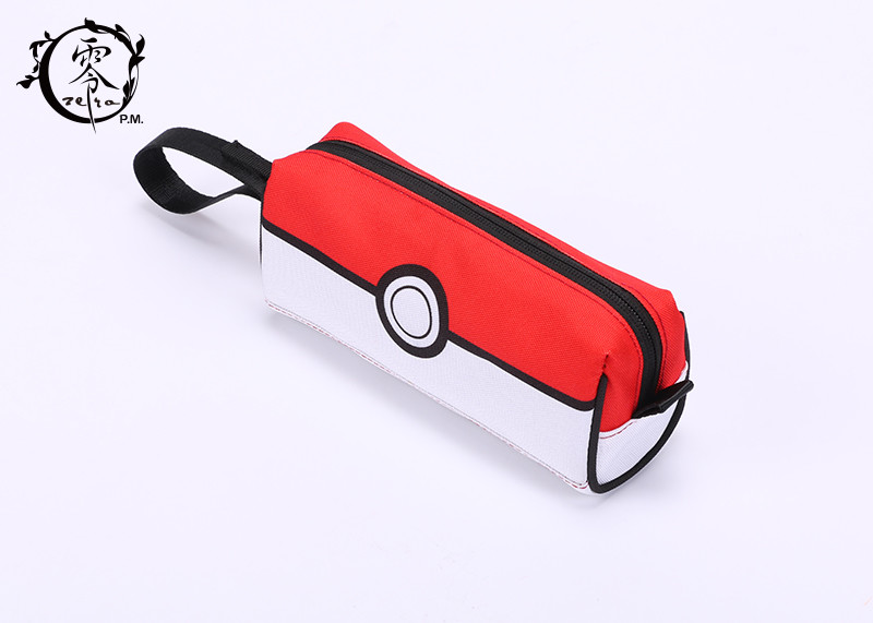 Cartoon Pokemon Balls Canvas Pencil Case Pouch Portable Waterproof Pencil Wrap Case