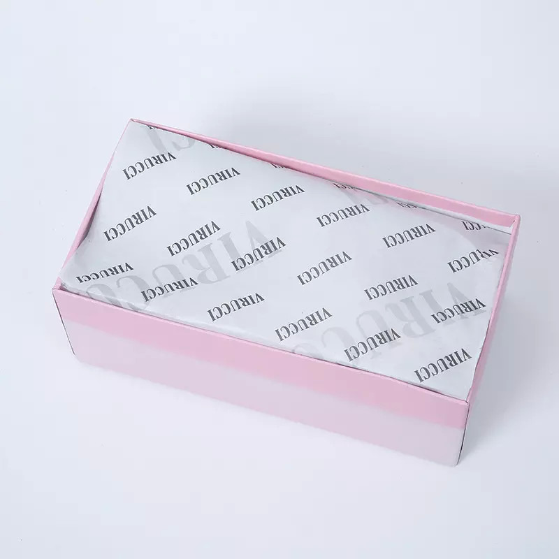Custom Black Logo White Recycled Tissue Paper Wrap Roll For Shoe Gift