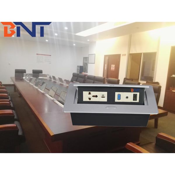 7mm Panel Thickness Oval Corner Desk Pop Up Media Socket In Stock