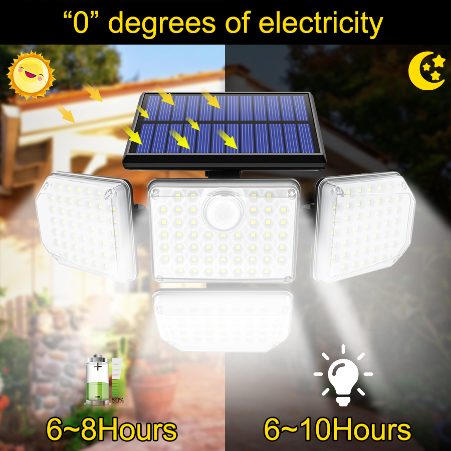 2400mah 181LED Motion Sensor Solar Lamp IP65 1200LM For Garage Garden
