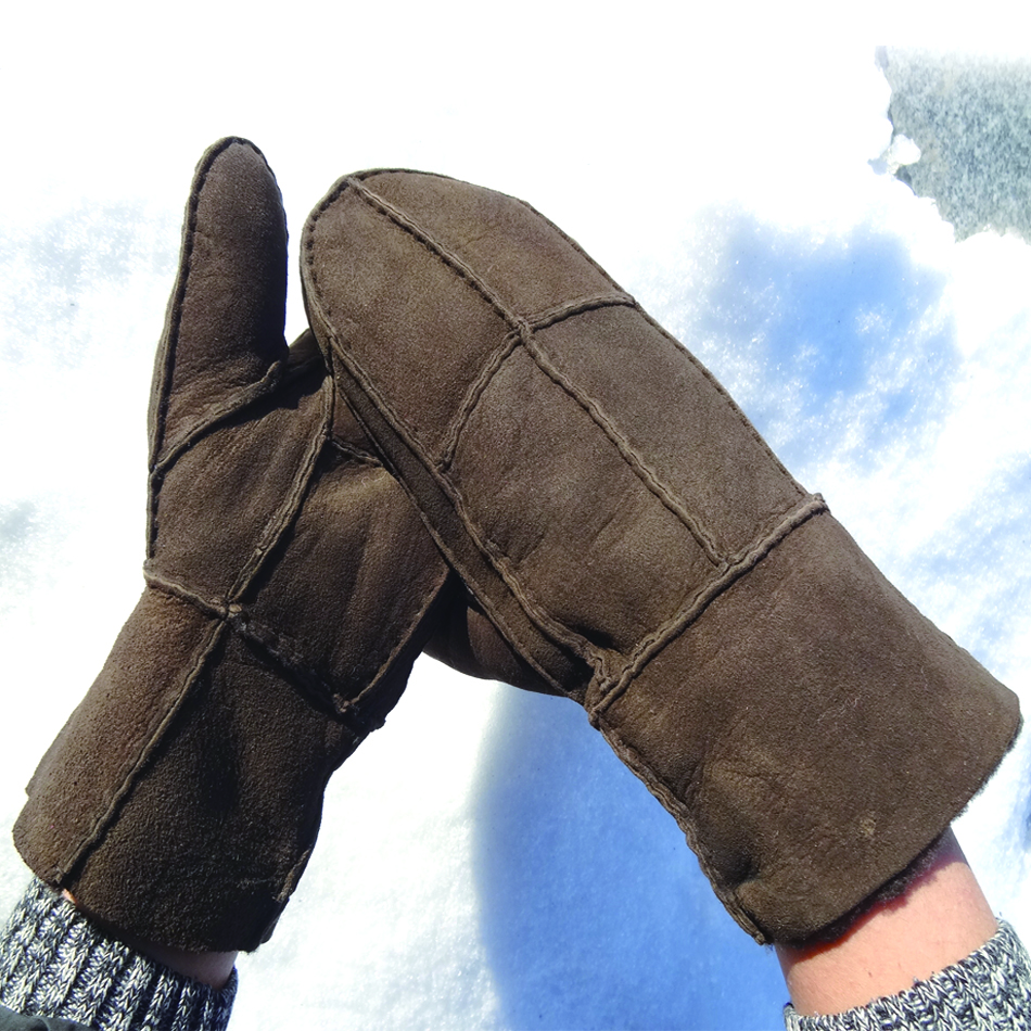 Manufacture customized lamb fur women men mitten lining shearling sheepskin mitten glove