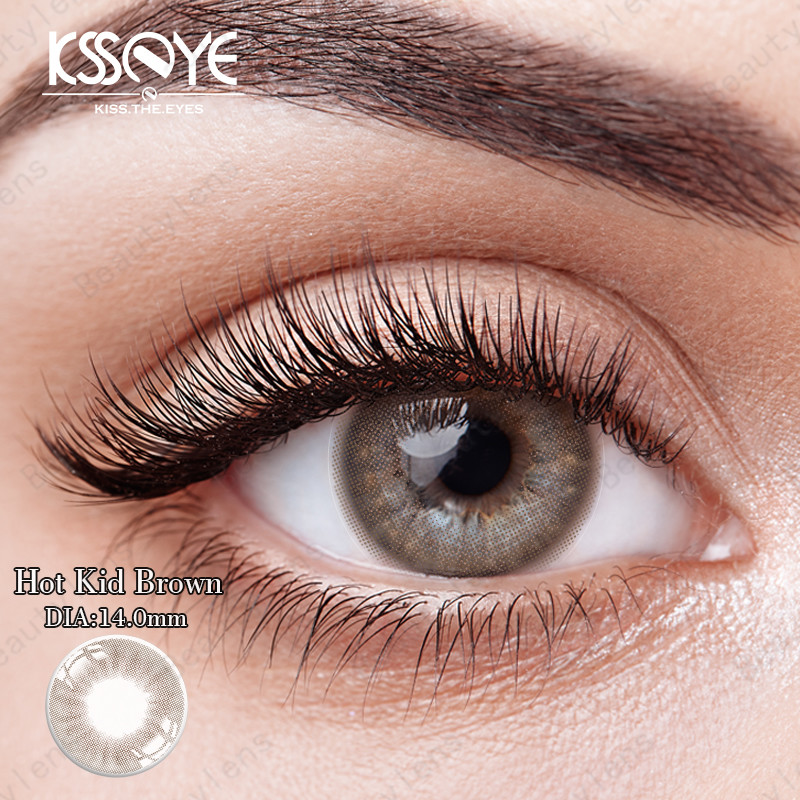 Most Natural Looking Cosmetic 14mm Contact Lenses Hot Kid Pink Grey For Dark Eyes