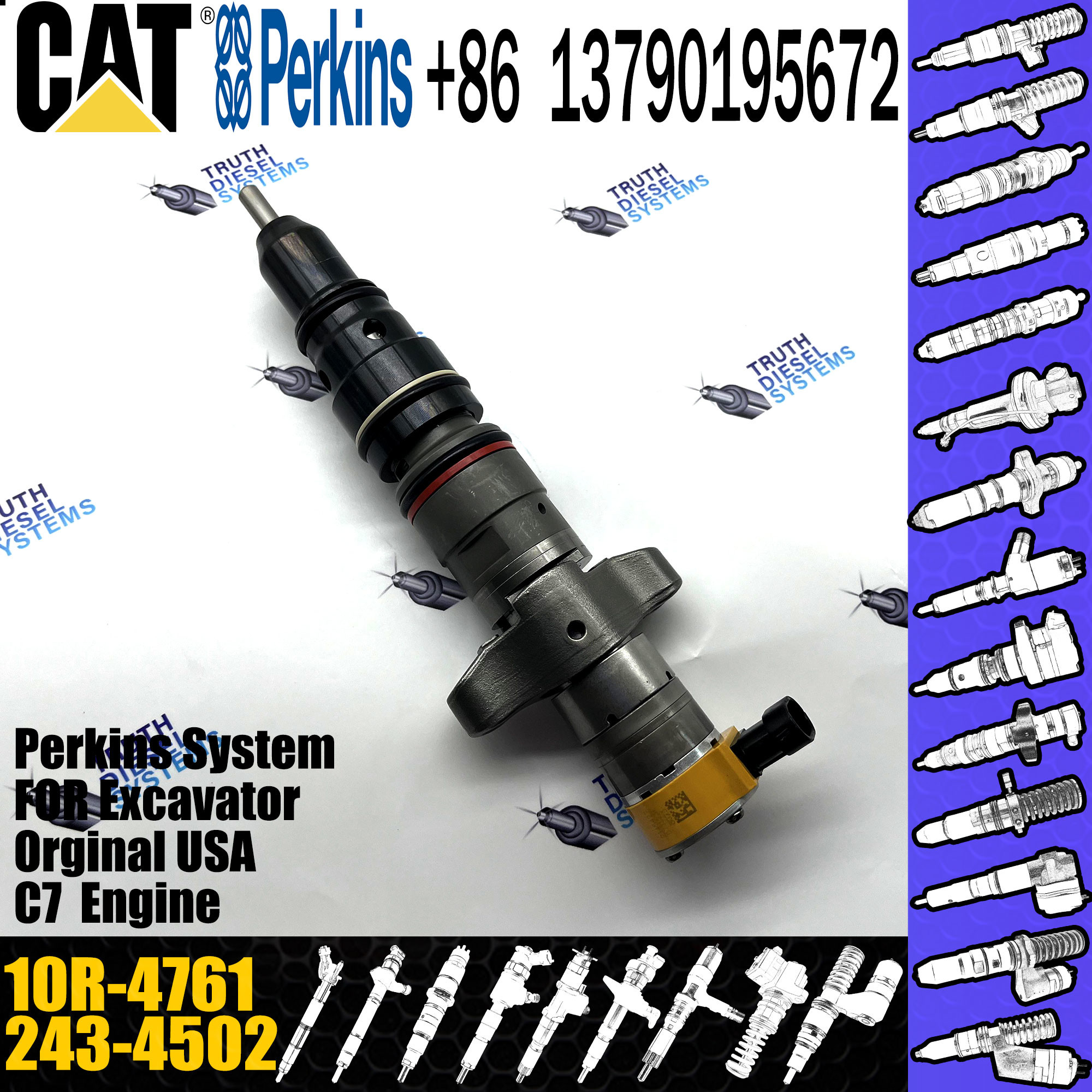 Factory Supply C7 diesel fuel engine injector 243-4502 10R-4761 for cat excavator