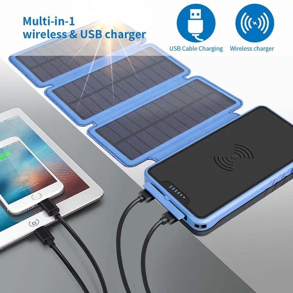High Capacity 50000mah Solar Powerbank Foldable Solar Power Bank With LED Light