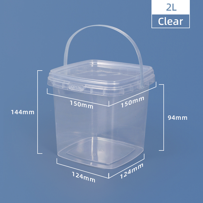 Capacity 280ml 500ml 1L 2L Food Grade Square Small Clear White Plastic Bucket BPA Free