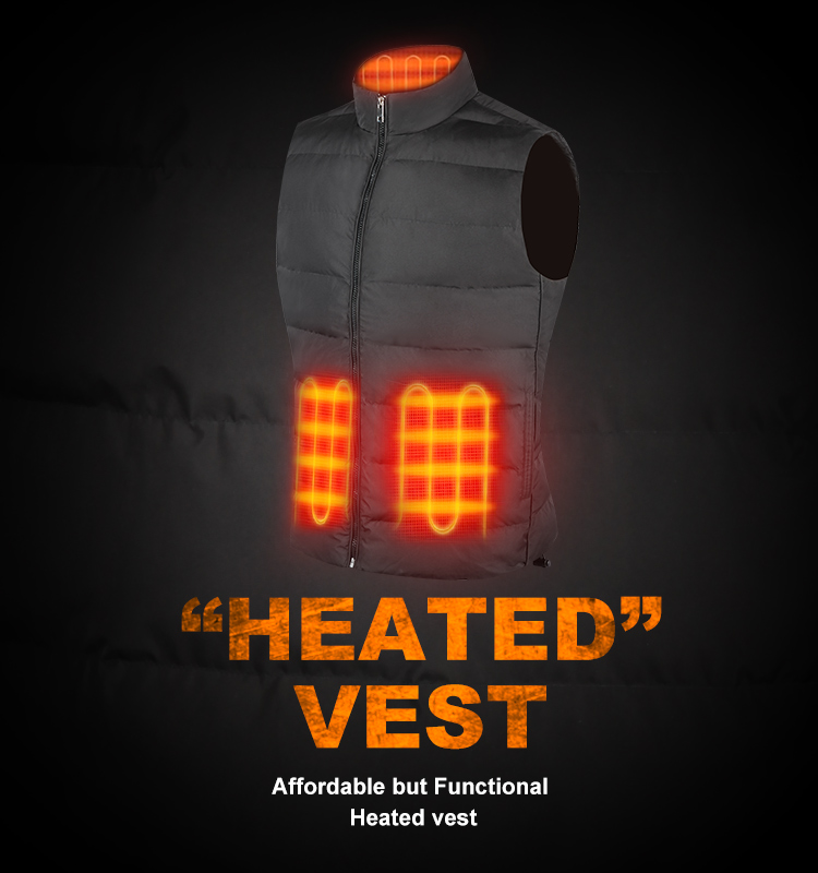 Classic Men'S Heated Vest Sleeveless Vest Carbon Fiber 3 Level Temperature Heated