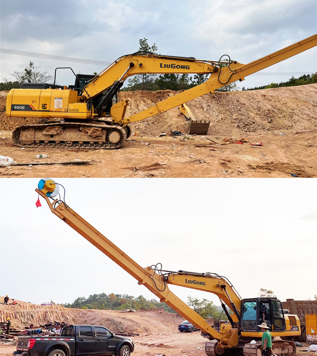 Excavator Telescopic Arm with Standard Bucket Clamshell Bucket