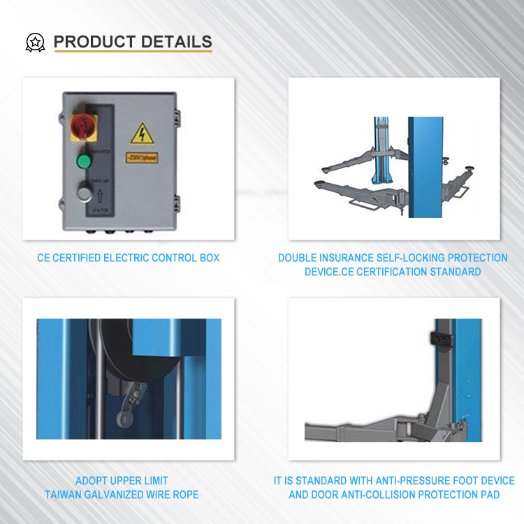 Garage Lifting Equipment Hydraulic Two Post Car Lift Ce Approved Safe Electronic Automatic Control