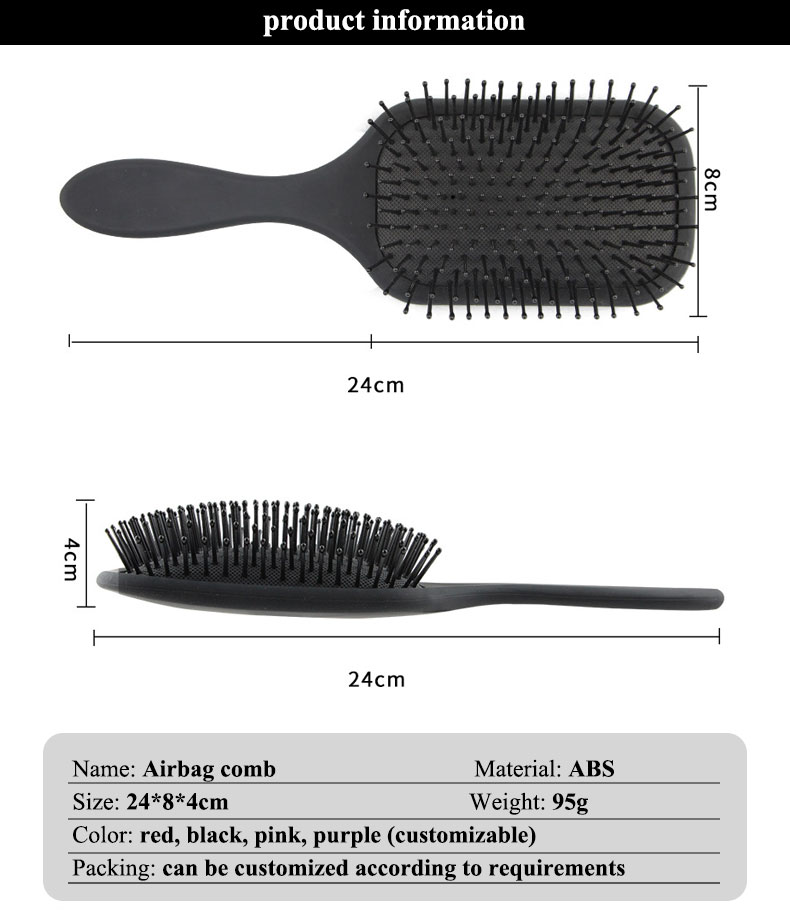 Streamlined Handle Scalp Massage Comb Customized Color ABS Airbag Comb