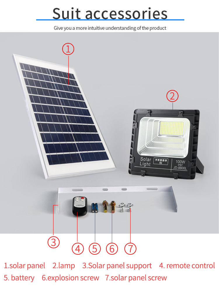 Outdoor IP67 Solar Flood Light Security LED Lamp 100W 200W 300W Powered Focus