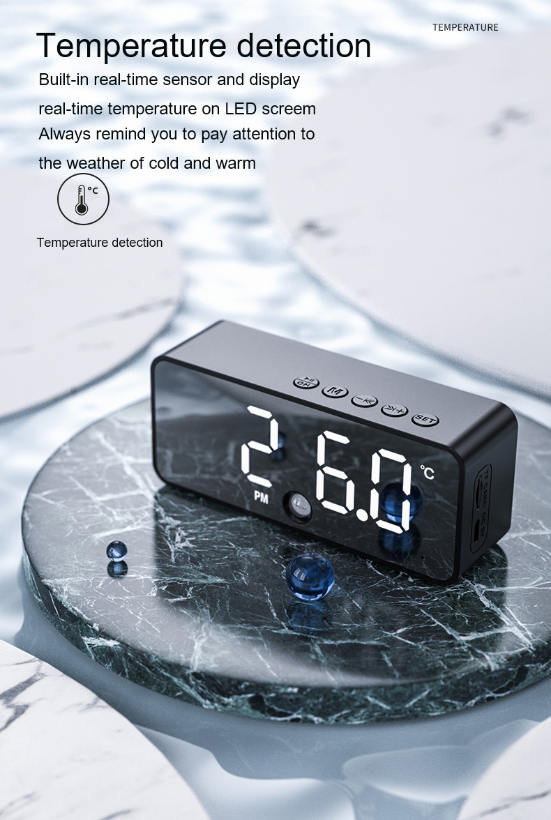 IPX4 Wireless 5.0 Bluetooth Speaker With LED Display Alarm Clock
