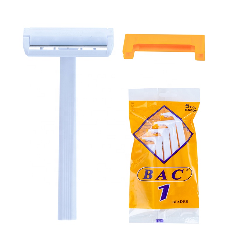 BAC RAZOR yellow single blade shaver 5 piece pack Swedish stainless steel blade shaver single blade disposable razors