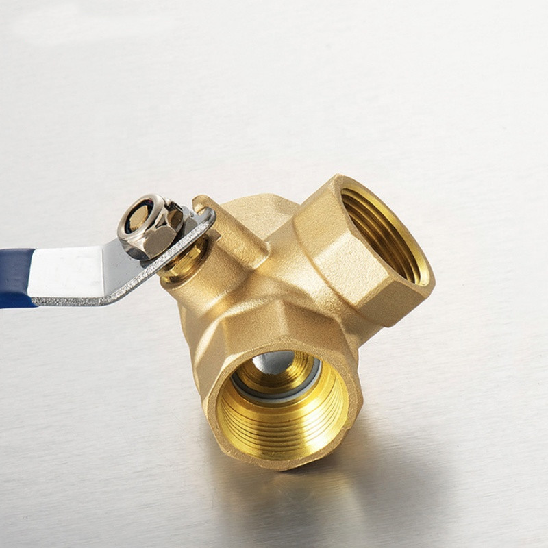 API598 3 Full Port Ball Valve 3 Inch 3 Way CF8M Yellow Brass BSPP Thread