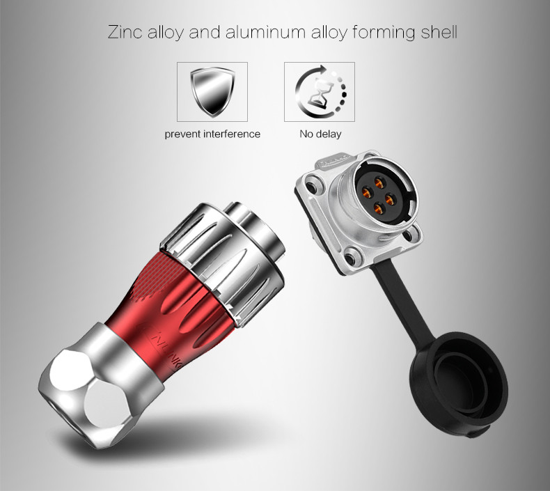 Zinc Alloy Cover 4pin Power Connector Automotive with IP65/P67 Electrical Connector for LED Lighting & Display