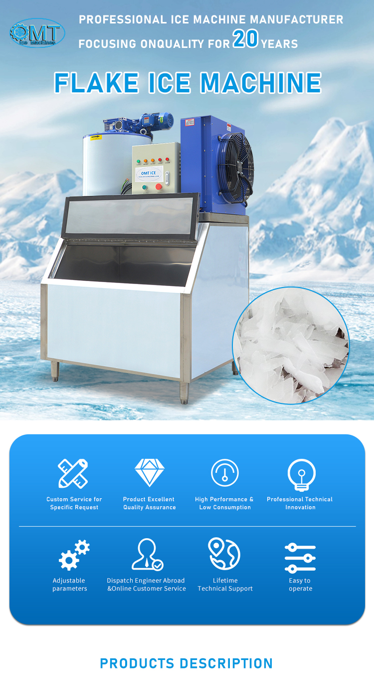 Automatic Flake Ice Machine Freshwater Flake Commercial Ice Maker with ICE Thickness 1.2-2.2mm and Environmental Refrigerant R404A