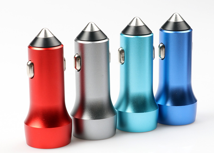 All Metal Aluminum Alloy 3.1A Car Phone Charger , Dual Usb Port Cell Phone Car Charger