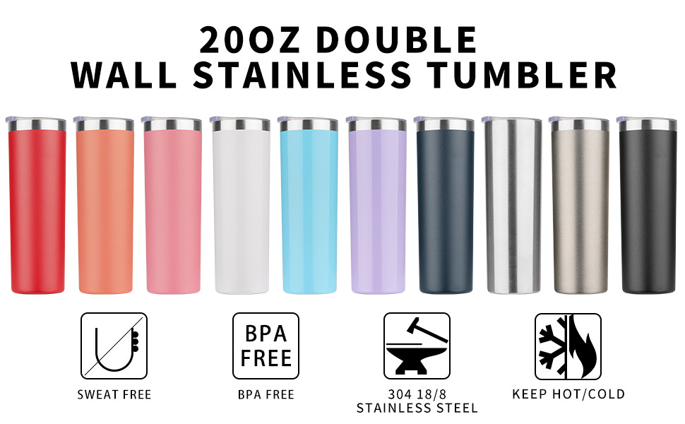 HASLE OUTFITTERS Double Wall Stainless Steel Slim Insulated Tumbler 20 Oz
