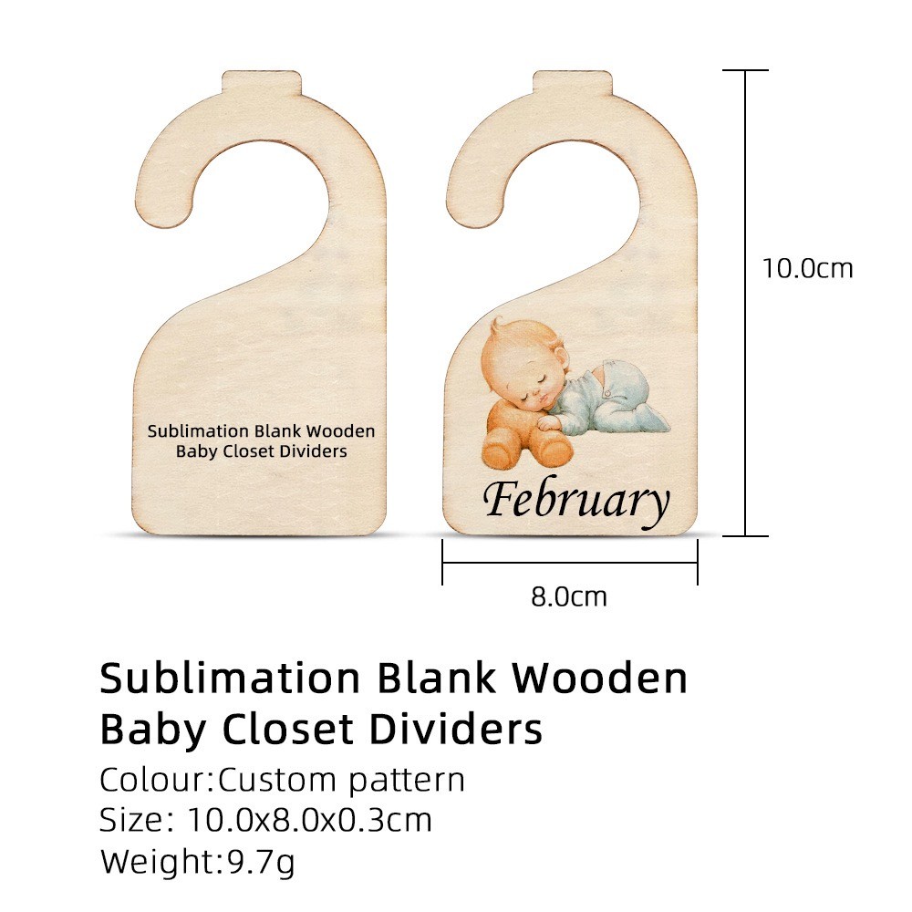 Custom Blank Sublimation Wooden Baby Closet Dividers For Sublimation Heat Transfer Printing