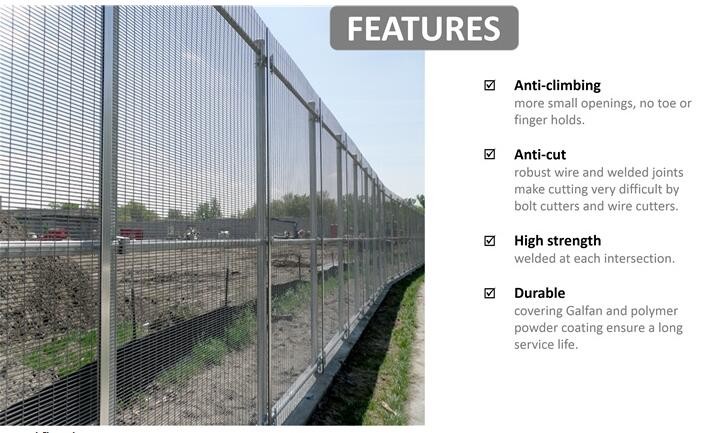 High Strength Anti Climb Fencing Finger / Toe Proof 358 Security Mesh For Prisons