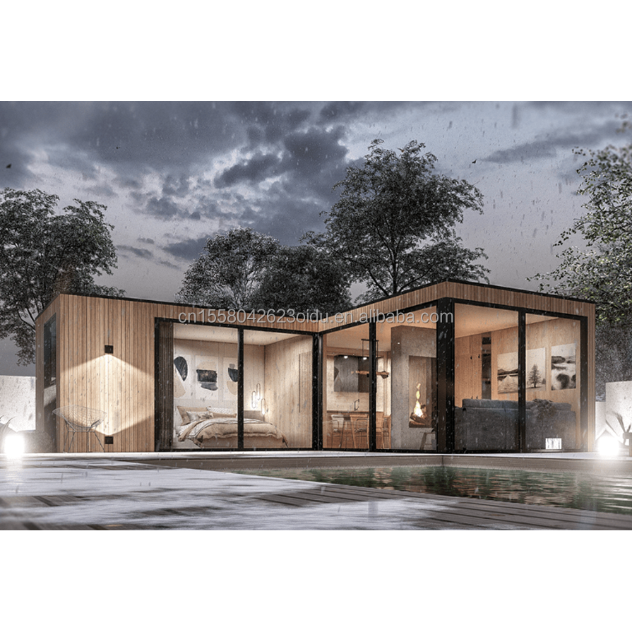 Steel Structure Wooden House Garden Bedroom Beach Scenery Characteristics Home Stay Hotel 20ft Wooden Container House
