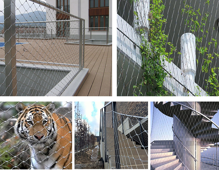 SS316 Flexible Metal Wire Rope Mesh Architectural 100mm Hole