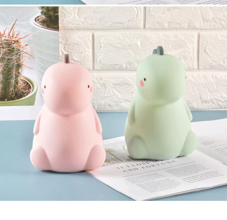 16 Color Changing Silicone Dinosaur Night Light Animal Silicone Night Lamp USB Rechargeable Touch Control Besides Lamp