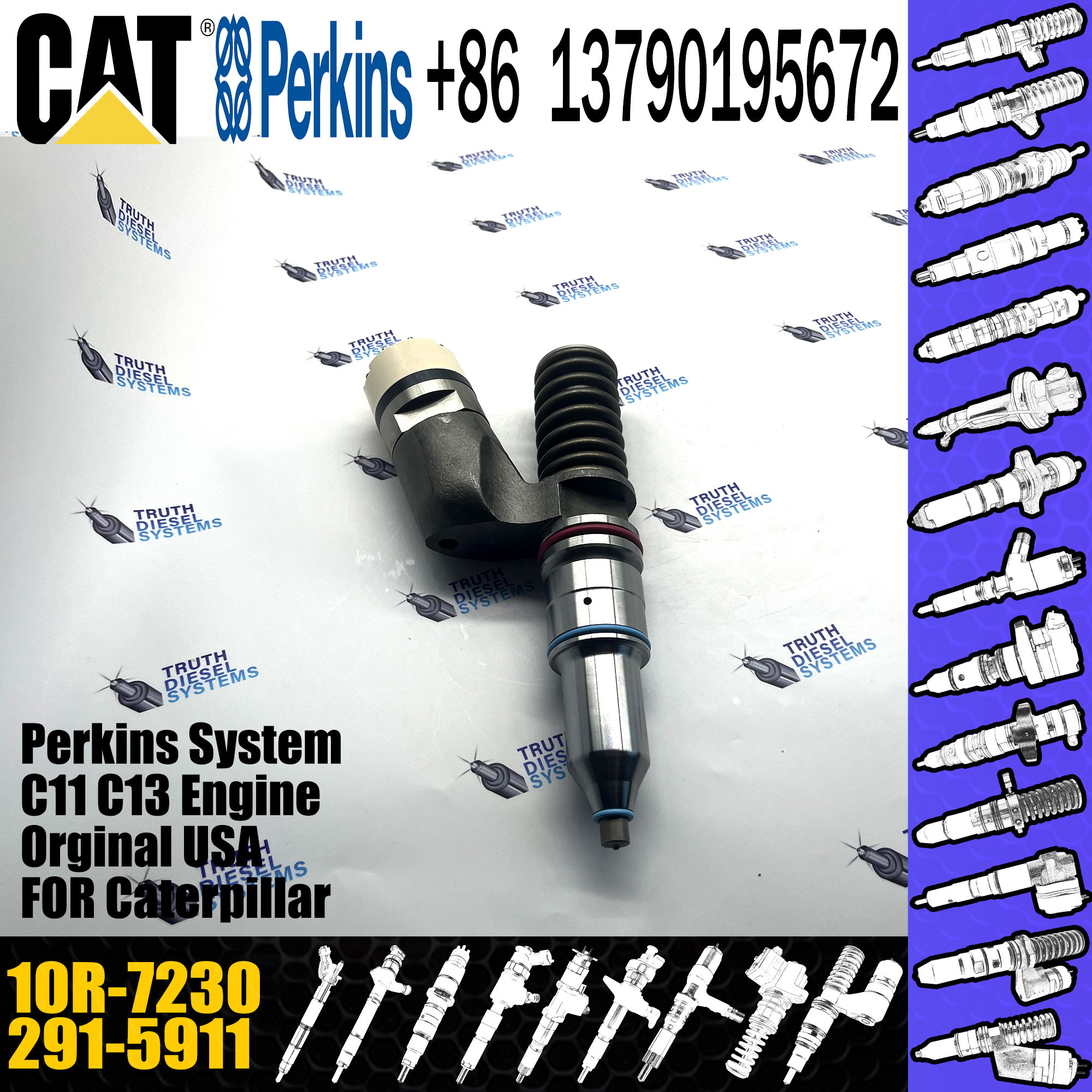 GAMEN High Quality Diesel Engine Injector 291-5911 10R-7230 For CAT Diesel Engine C15/C18