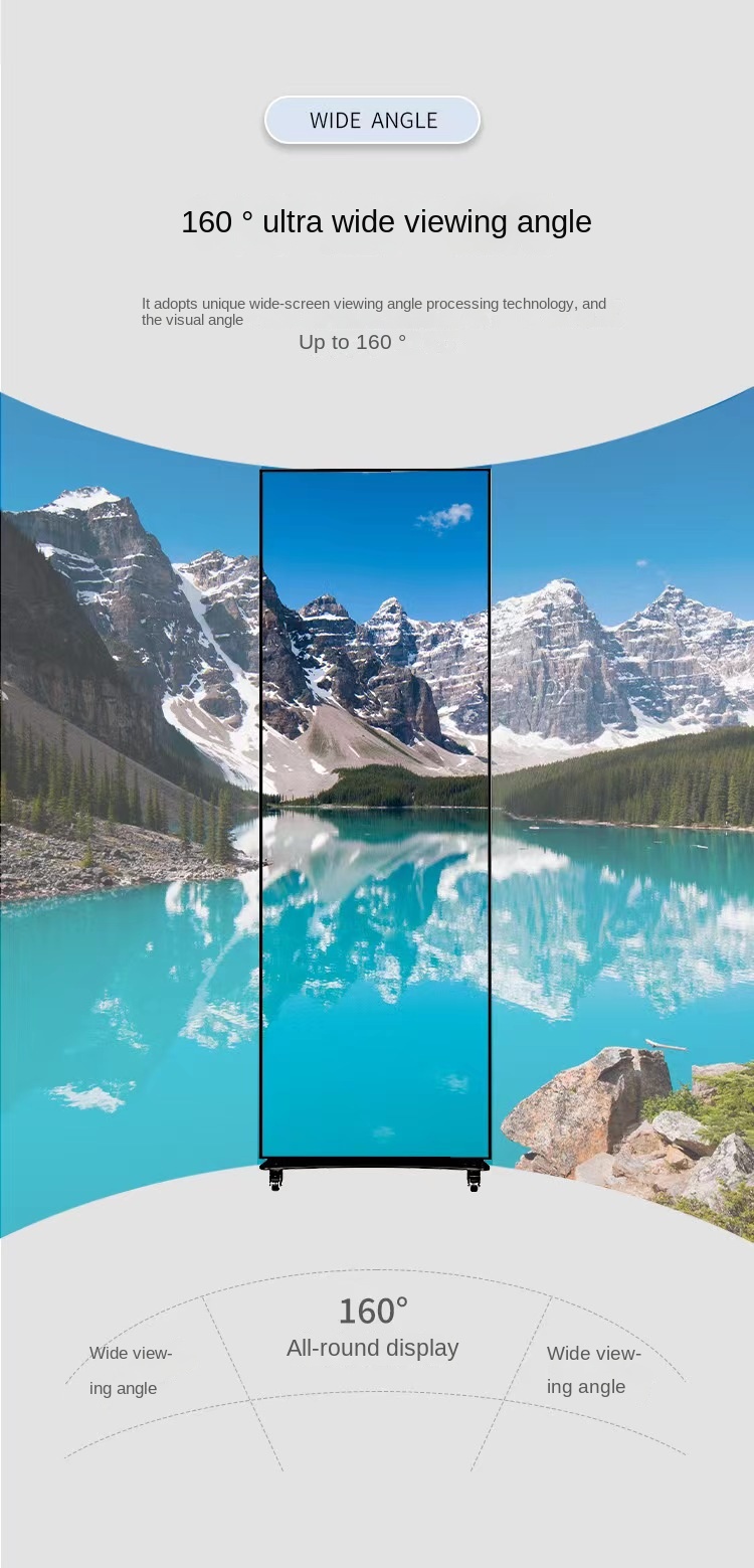Floor Standing IP40 Mirror LED Screen P2.5 HD Video Advertising Poster Display