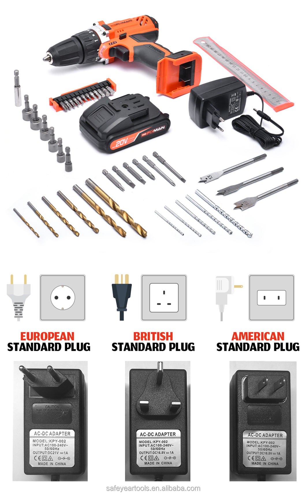 High Torque 20V 3000RPM Electric Wrench Tool Cordless 1/2" Brushless Impact Wrench