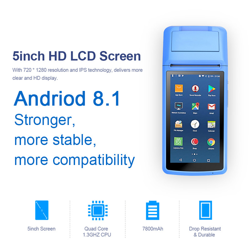 POS NFC Android Mobile POS Terminal With Label Or Receipt Printer