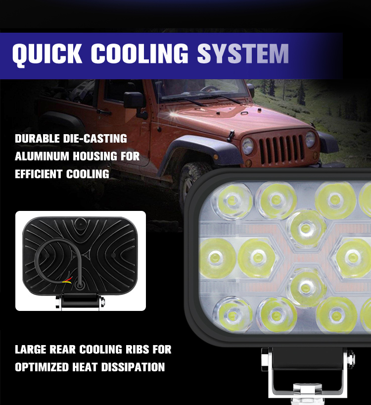 Ip67 Waterproof Vehicle LED Work Lights Square 24v 12v 42w 3 Inch