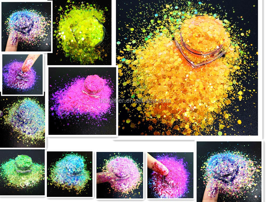 Excellent Nail Art Effect in Chunky Polyester Shifting Glitter for Mixed Chameleon Glitter