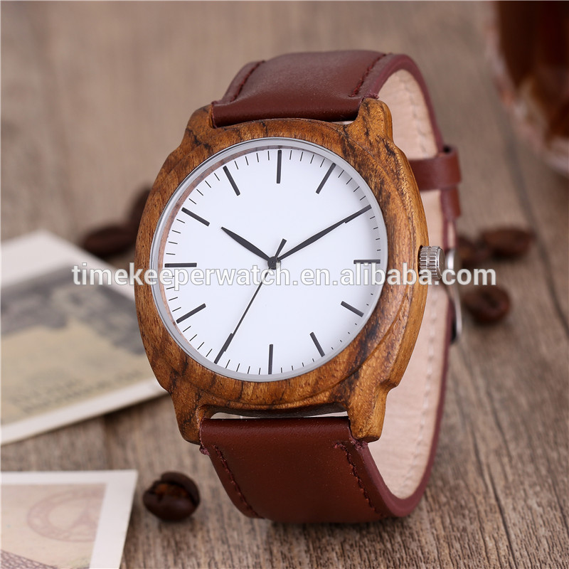 Aliexpress hot selling high quality wood case watch genuine leather strap mens luxury watch