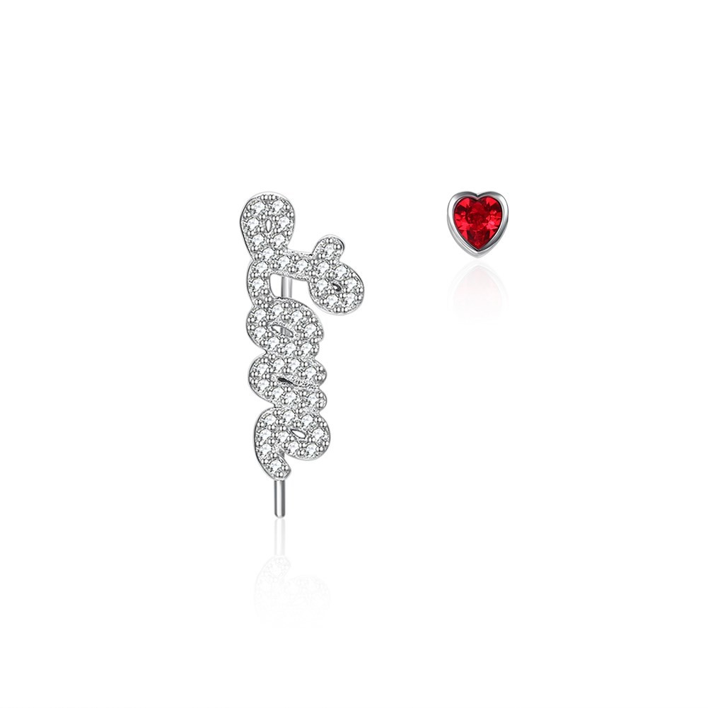 0.58m 3.3g Sterling Silver Heart Earrings Zircon Long Drop Chain Earrings ODM
