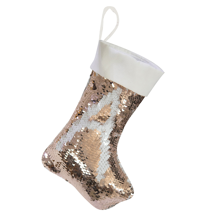 Sublimation Custom Printing Christmas Decoration Flip Sequins Sock hanging christmas socks