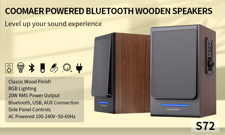 Classic Wood Finish 2.0 Bookshelf Speakers 60Hz-20KHz 50Hz Accept OEM