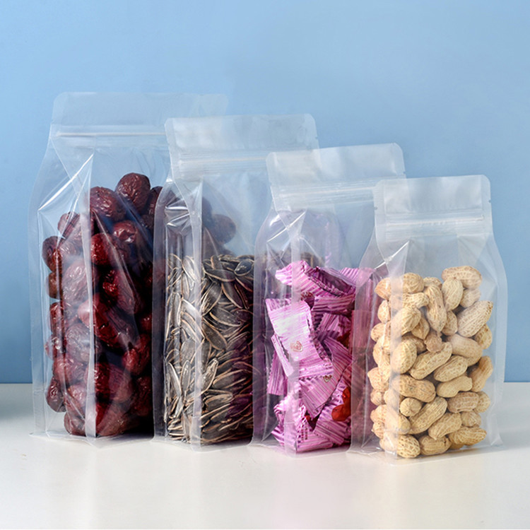 Crystal Clear Heat Seal Square Bottom Pouch Bags For Pet Food / Snack Packaging
