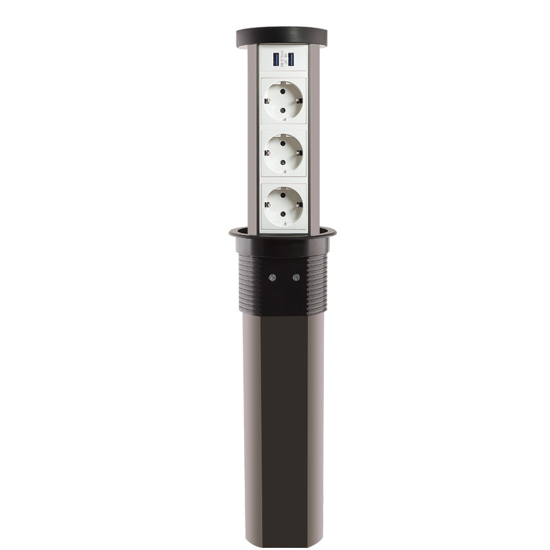 13A 250V Pneumatic Rise Pop Up Desktop Socket For Kitchen Counter Spill Proof 2 Ways Power Ou