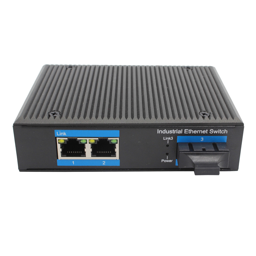 Fiber To 2 UTP Port Unmanaged Industrial Ethernet Switch