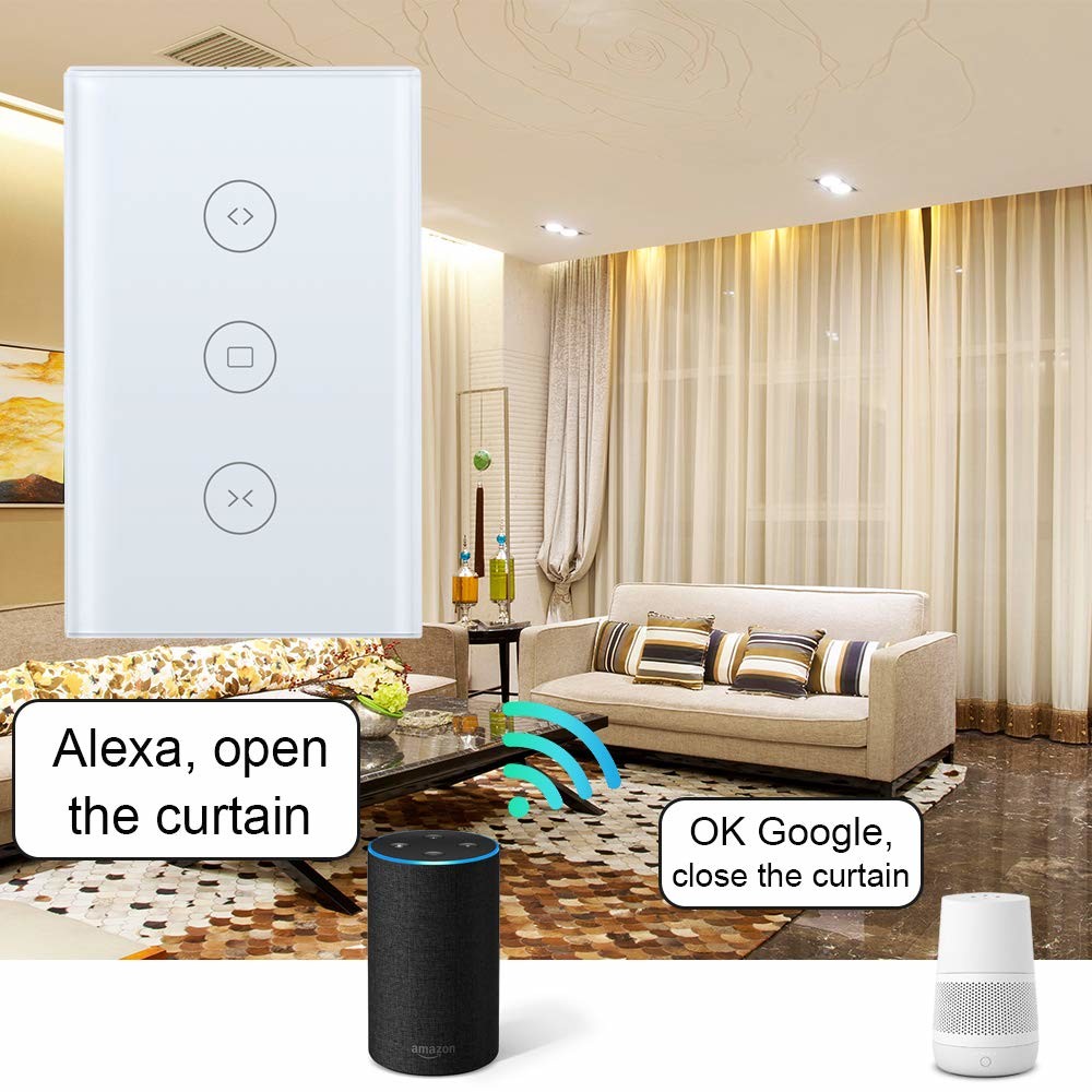 Oem Voice Operated Tuya App Remote On Off Window Roller Blinds Garage Wifi Curtain Shutter Switch With Google
