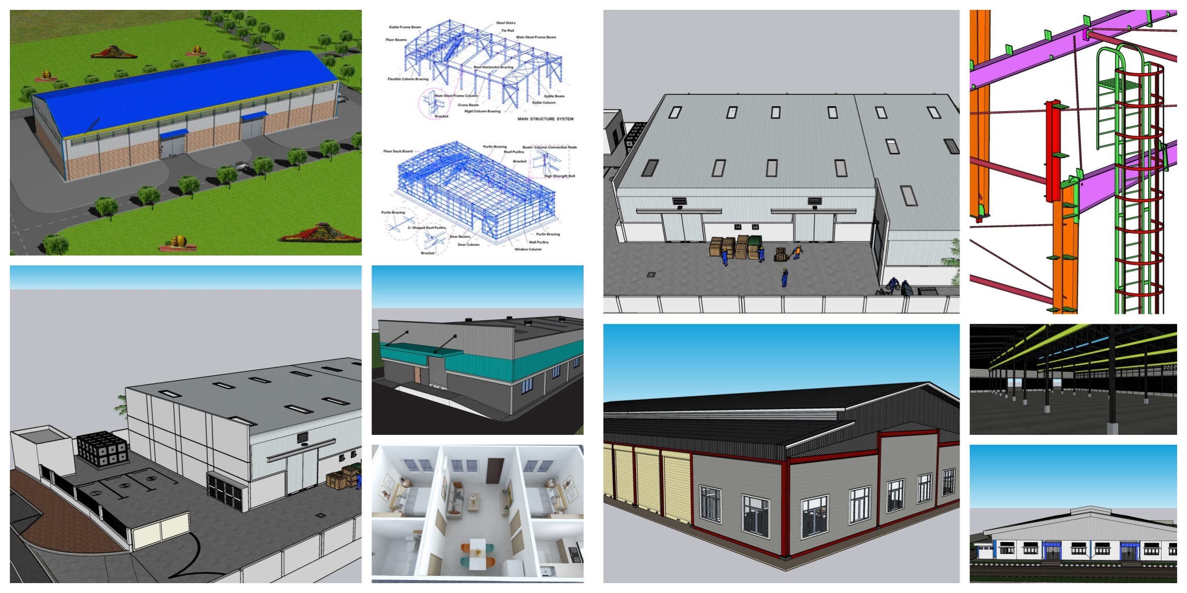 Low Cost Prefabricated Steel Structure Warehouse Fast Construction Speed High Degree Customization