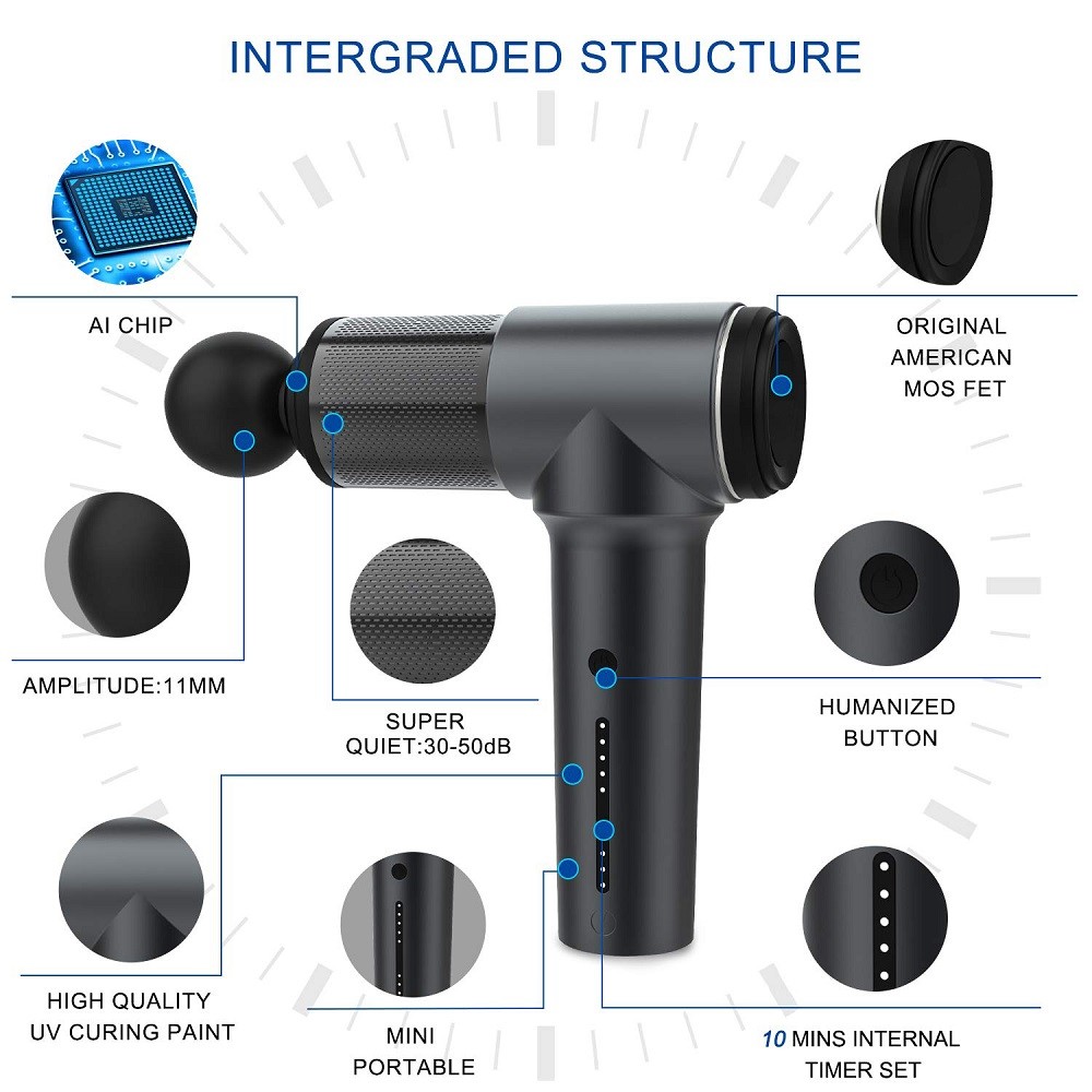 Muscle 3400mAh Handheld Massager Gun LG Battery Rechargeable 5 Speeds